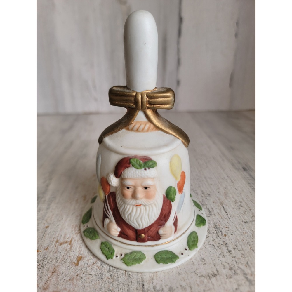 Vintage Santa Claus white bell balloon Xmas home decor figure unique ceramic